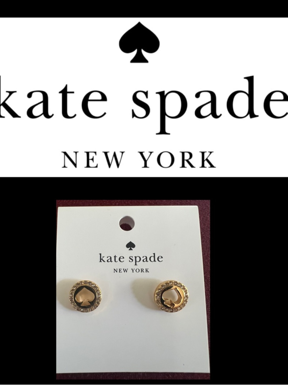 KATE SPADE ♠️ PAVE HALO  spade  crystal stud earrings brand new with tag 🏷️